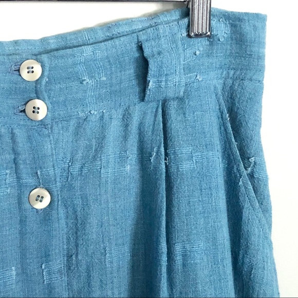 Stela 9 Blue Bosque Skirt in Indigo Cotton Jaspe Sz M High Waisted Button Front - Picture 6 of 9